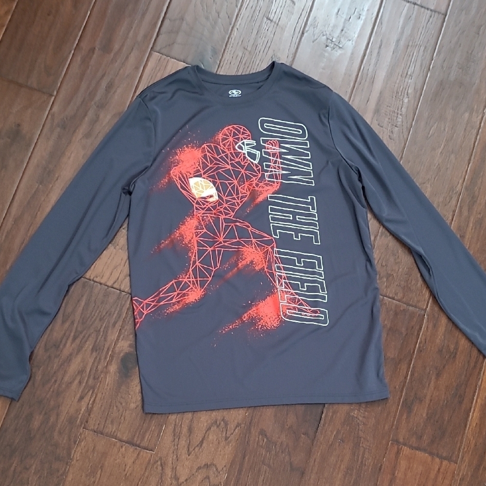 💥3for$12 Athletic Works Black Shirt OWN THE FIELD & football design XL (14-16)
